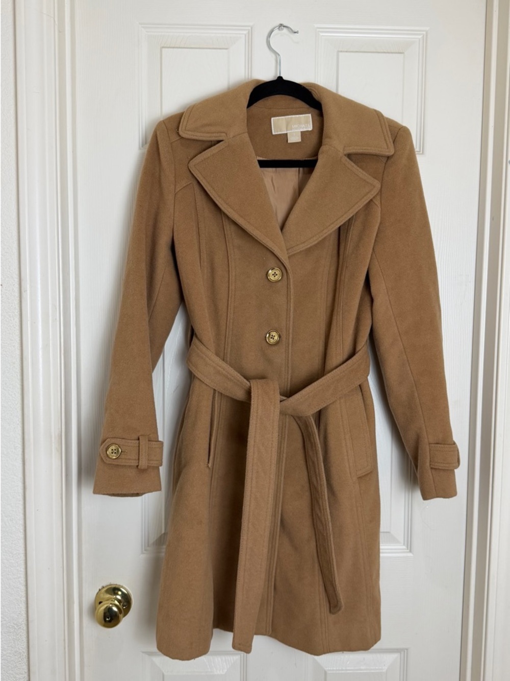Michael Kors Camel Tan Wool-Blend Belted Coat - Picture 2 of 8